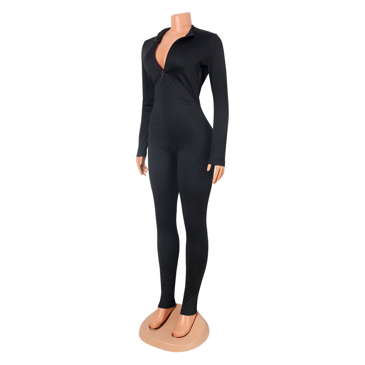 Sports And Leisure Tight-Fitting Long-Sleeved Women Jumpsuit