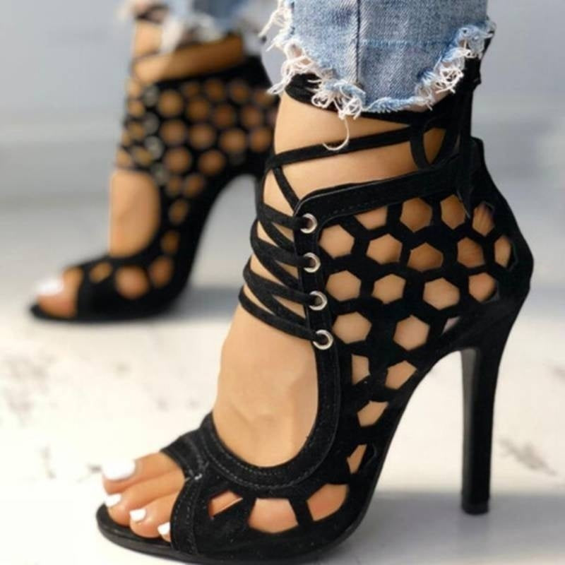 Cross Strap Hollow Toe Sandals