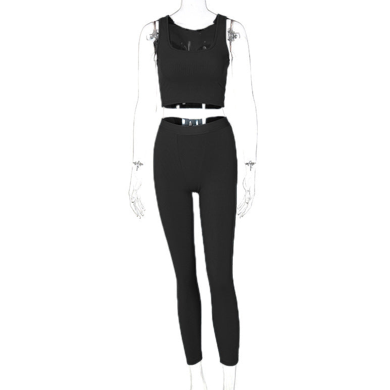 Sleeveless Crop Top Slim Sports Yoga Set
