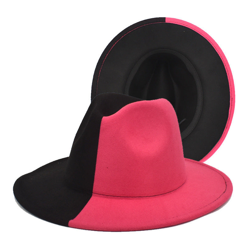 Color Matching Woolen European And American Gradient Color Men's And Women's Big Edge Felt