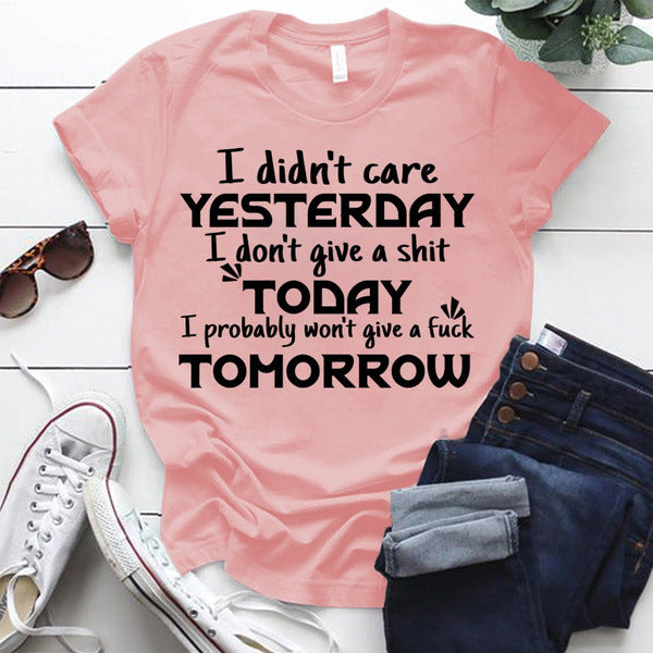 Funny Letter Pattern Printed Short-sleeved T-shirt Women's Top