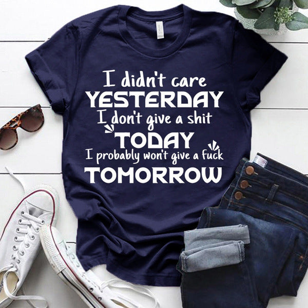 Funny Letter Pattern Printed Short-sleeved T-shirt Women's Top