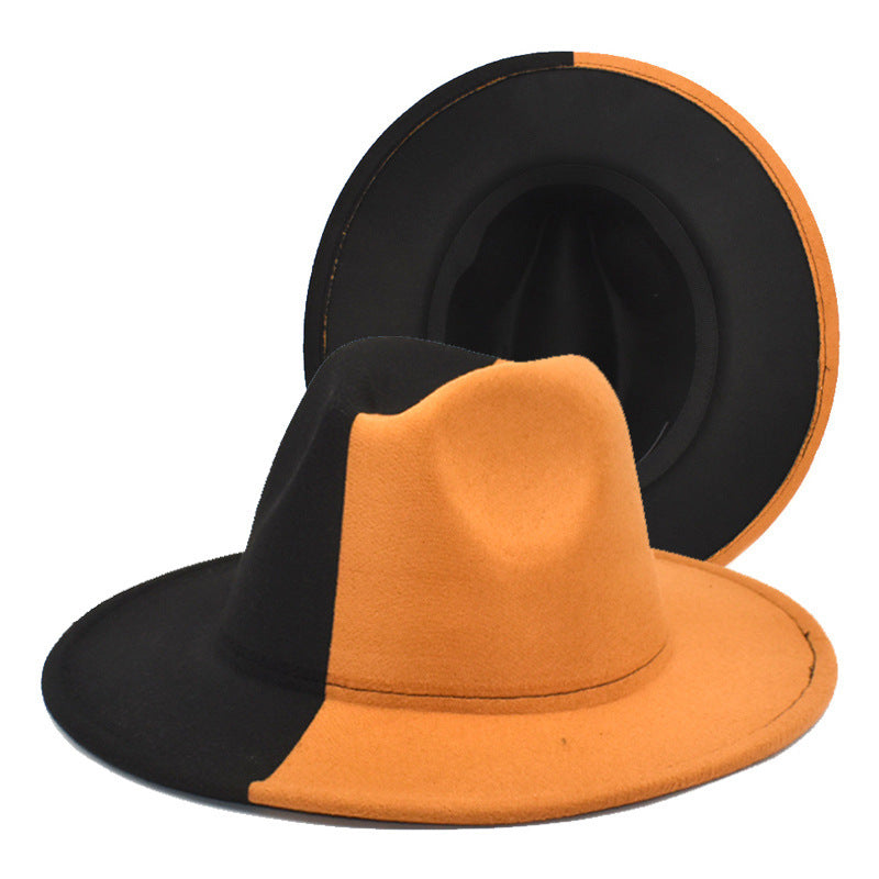 Color Matching Woolen European And American Gradient Color Men's And Women's Big Edge Felt