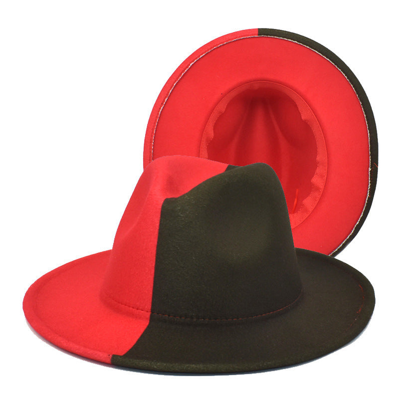 Color Matching Woolen European And American Gradient Color Men's And Women's Big Edge Felt