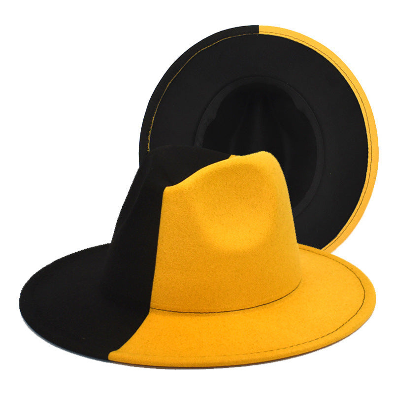 Color Matching Woolen European And American Gradient Color Men's And Women's Big Edge Felt