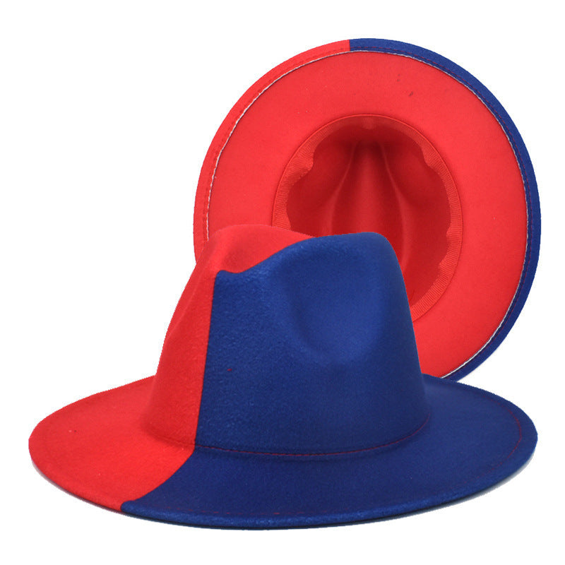 Color Matching Woolen European And American Gradient Color Men's And Women's Big Edge Felt