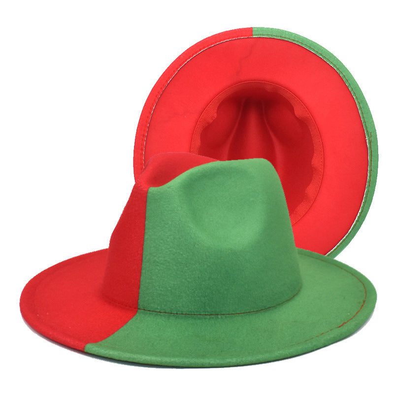 Color Matching Woolen European And American Gradient Color Men's And Women's Big Edge Felt