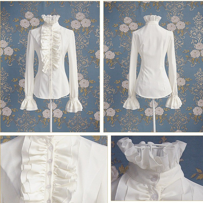 Explosive Ruffled Slim Trumpet Sleeve Long Sleeve Shirt