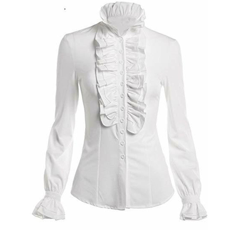 Explosive Ruffled Slim Trumpet Sleeve Long Sleeve Shirt