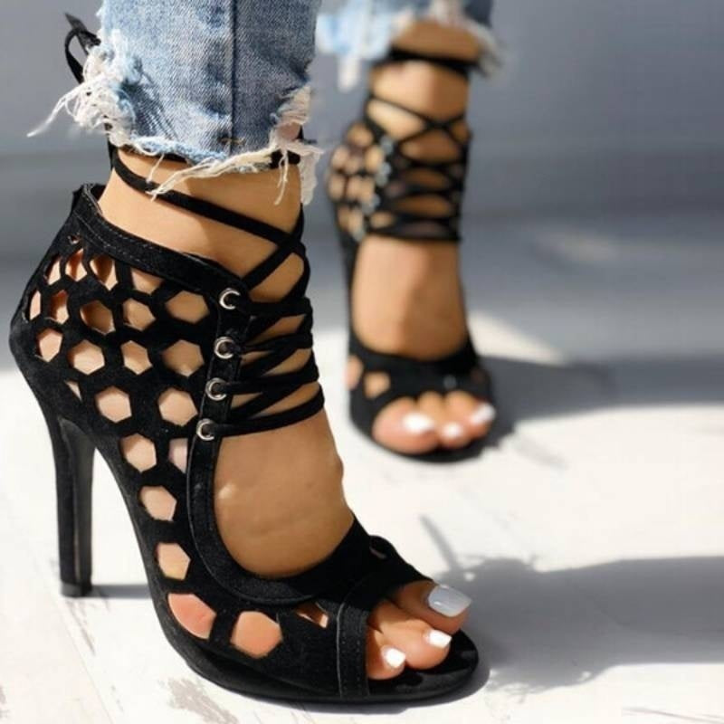 Cross Strap Hollow  Toe Sandals