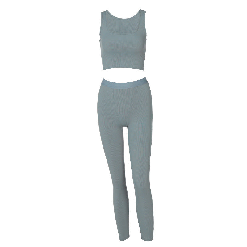 Sleeveless Crop Top Slim Sports Yoga Set