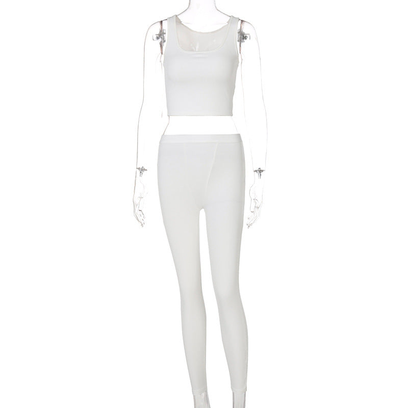 Sleeveless Crop Top Slim Sports Yoga Set