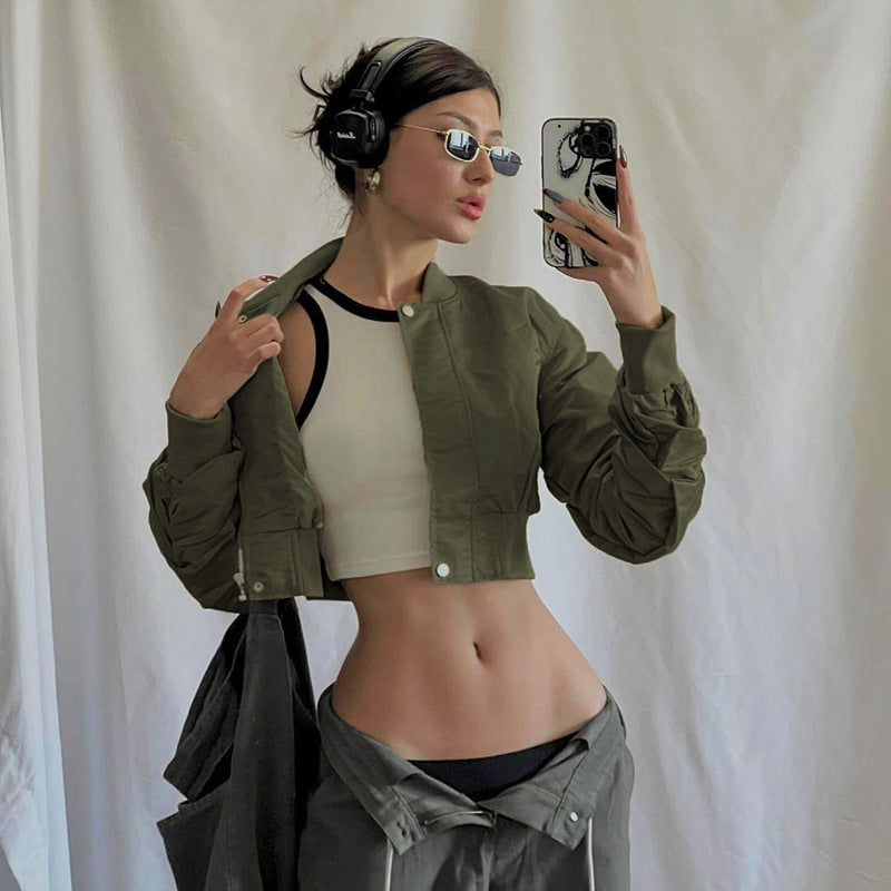 Vintage Flight Staff Buckle Jacket Women's Army Green