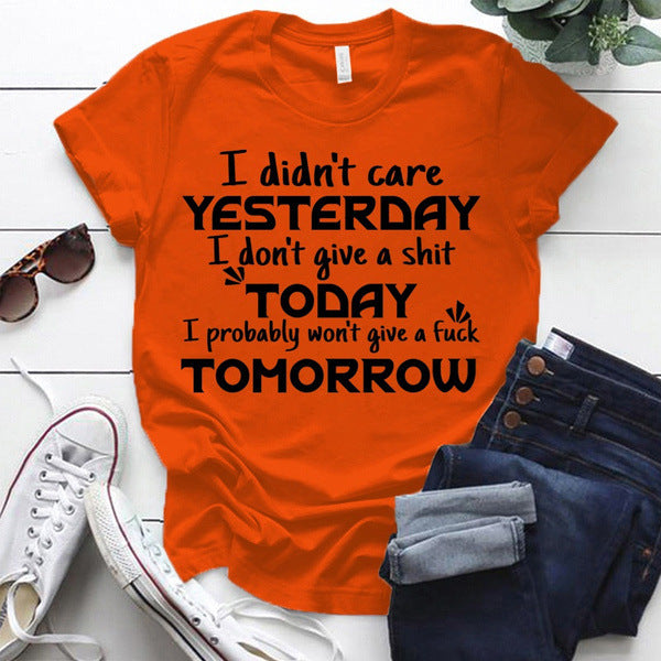 Funny Letter Pattern Printed Short-sleeved T-shirt Women's Top