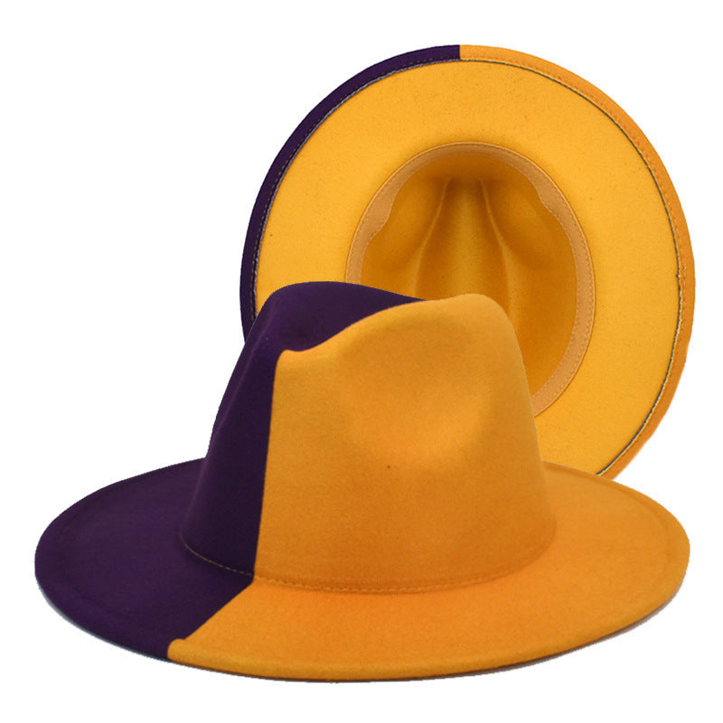 Color Matching Woolen European And American Gradient Color Men's And Women's Big Edge Felt
