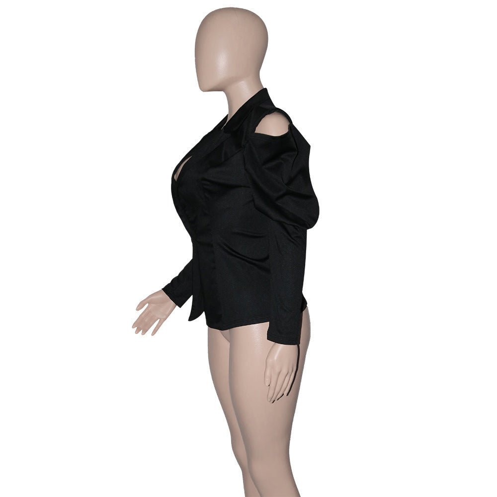 Women's Bubble Long-sleeved Off-the-shoulder Suit Jacket