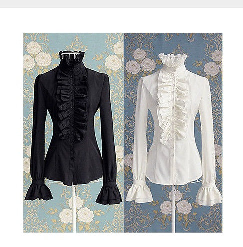 Explosive Ruffled Slim Trumpet Sleeve Long Sleeve Shirt