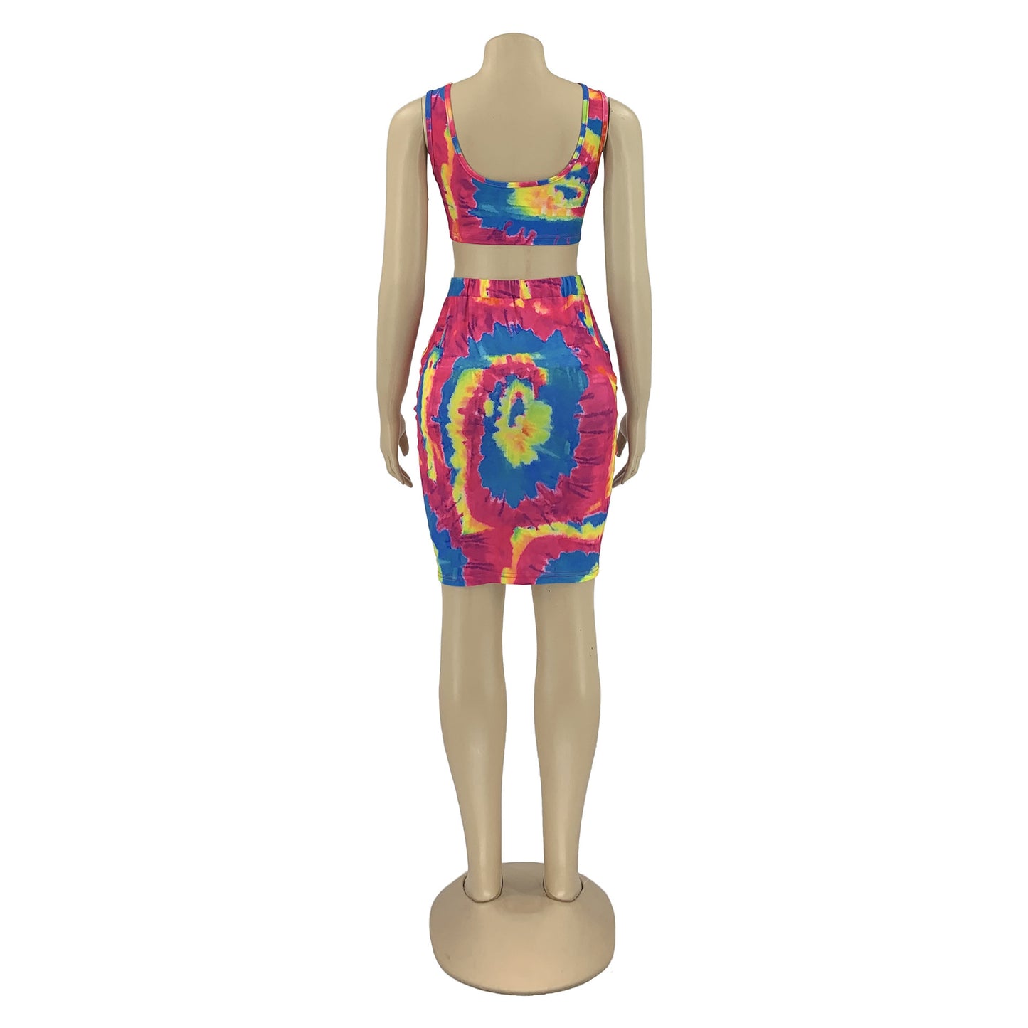 Printed Tie-dye Casual Skirt Outfit Vest Two-piece Set