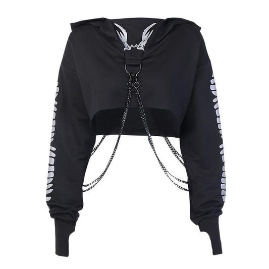 Top Pullover Sweatshirt Jumpers With Detachable O-ring Chain