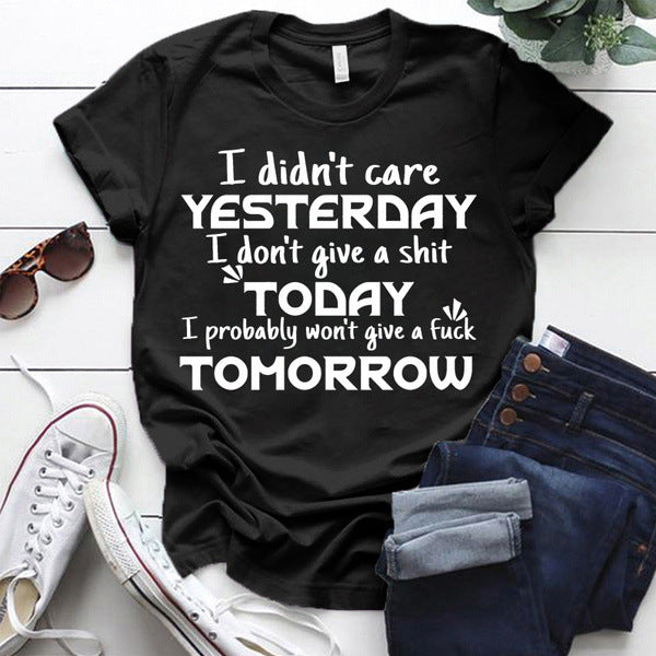 Funny Letter Pattern Printed Short-sleeved T-shirt Women's Top