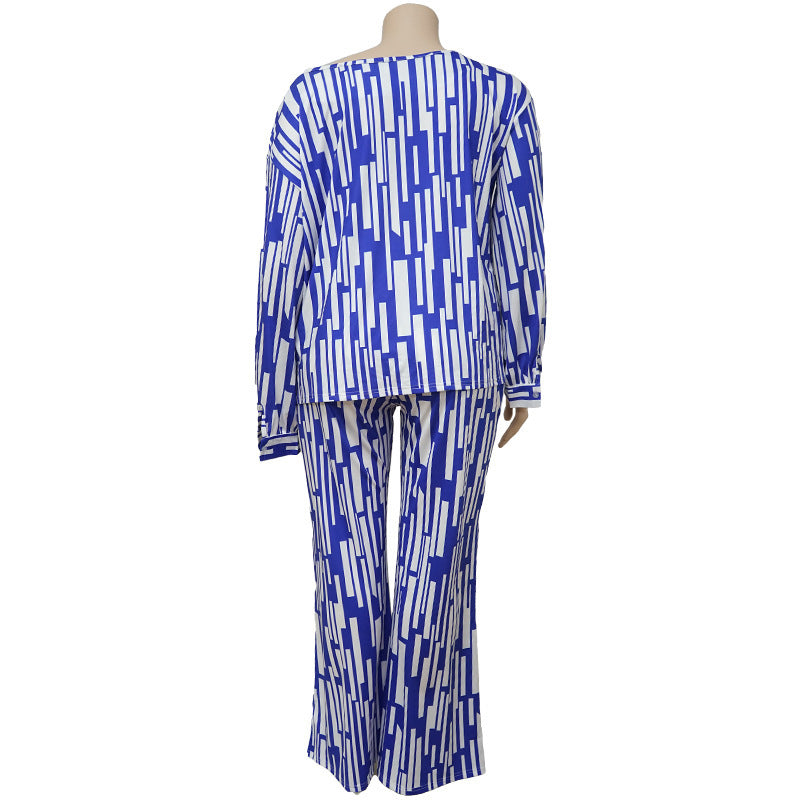 Plus Size Women's Striped Casual Suit