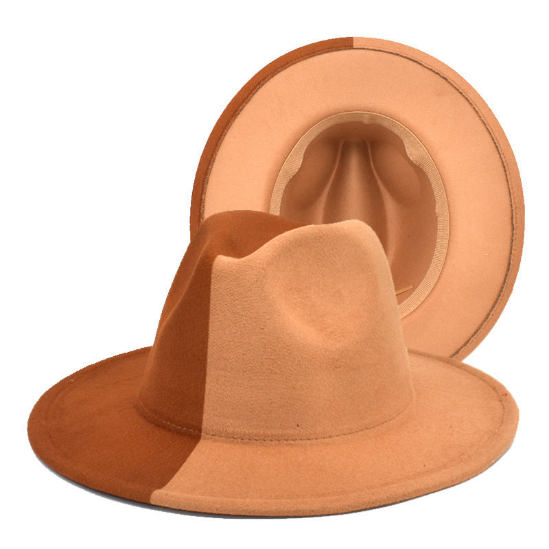 Color Matching Woolen European And American Gradient Color Men's And Women's Big Edge Felt