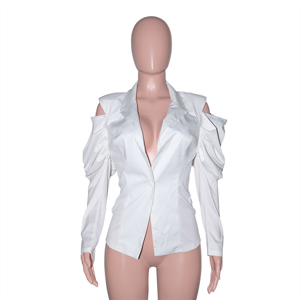 Women's Bubble Long-sleeved Off-the-shoulder Suit Jacket