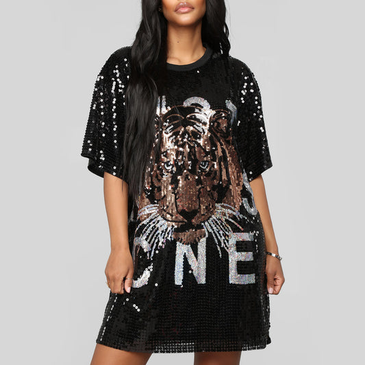 Women's Pearl Embroidery Mid-length Loose Top