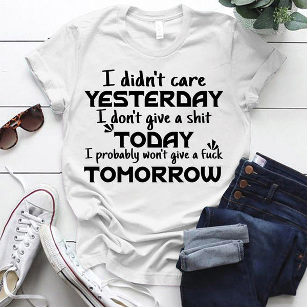 Funny Letter Pattern Printed Short-sleeved T-shirt Women's Top
