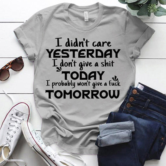 Funny Letter Pattern Printed Short-sleeved T-shirt Women's Top