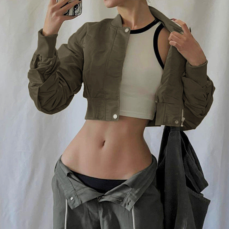 Vintage Flight Staff Buckle Jacket Women's Army Green