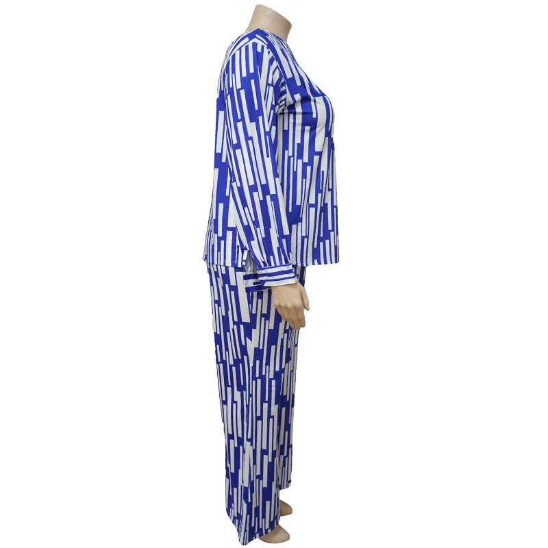 Plus Size Women's Striped Casual Suit
