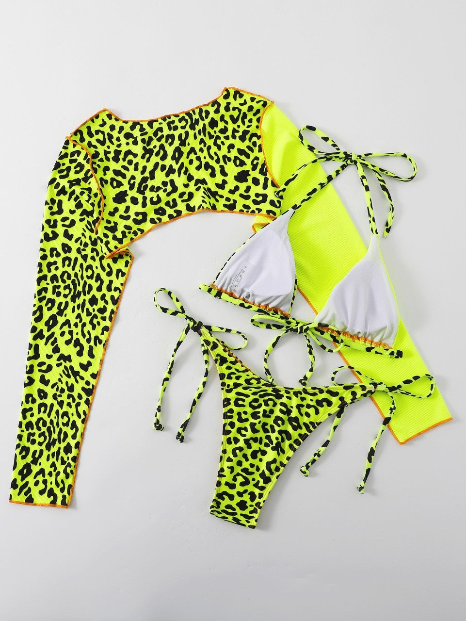 3-Piece Leopard Print Top Panel Sling Bikini